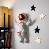 Decoratiune, Peace Sign Astronaut, 35x47x10 cm, Poliester, Alb / Bronz, Tanelorn