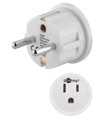 Adaptor SUA JAPONIA Tip B NEMA 5-15 3 pini la Schuko tip F CEE 7/7 15A alb 45351 Goobay foto