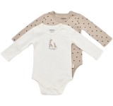 Cumpara ieftin Set 2 body-uri cu maneca lunga bebe unisex Girafa, BabyCosy, 100% bumbac organic (Marime: 9-12 luni)