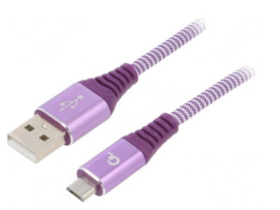 Cablu USB 2.0 USB A - Micro USB B Aurit 2m Violet foto