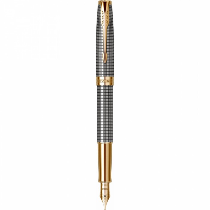 Stilou penita aur Parker Sonnet Chiselled Silver GT