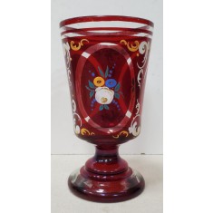 Biedermeier, Pahar din sticla pictat si decorat cu flori, cca. 1900