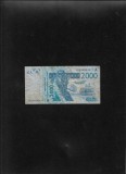 Rar! Statele din Africa de Vest 2000 2.000 francs BCEAO 2003 Coasta de Fildes seria20299004071