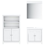 Set mobilier baie, 3 piese, &bdquo;BERG&rdquo;, alb, lemn masiv de pin