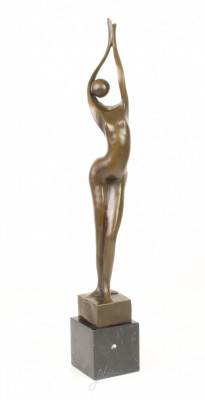 Femeie stilizata - statueta din bronz pe un soclu din marmura SL-106 foto