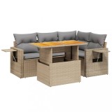 Cumpara ieftin Set canapele de gradina cu perne, 5 piese, bej, poliratan