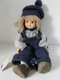 Papusa portelan, vintage, Francine, Handmade 1992 Exclusive Design, 25cm inaltime