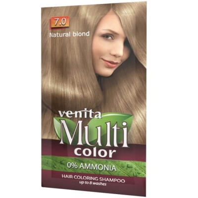 Sampon Colorant si Nuantator, Multicolor, Venita, 7.0 Natural Blond, 40g foto