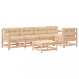Cumpara ieftin Set mobilier relaxare de gradina &amp; perne 6 piese lemn masiv pin