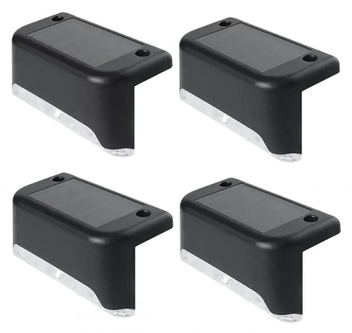 Set 4 lampi solare LED exterior, IP65, 100lm, 200mAh, 5V, 7,8 x 4,5 x 4,2cm, negru