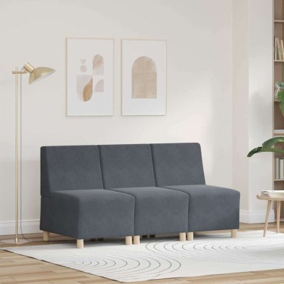 Unitate Sofa Modulară Fără Brațe 3 pcs Gri &amp;icirc;nchis foto