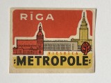 Eticheta straina din perioada comunista a tarii Letonia, bautura RIGA Viesnica METEOPOLE
