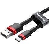 CABLU alimentare si date Baseus Cafule, Fast Charging Data Cable pt. smartphone, USB la USB Type-C 3A, 1m, rosu + negru &quot;CATKLF-B91&quot; (timbru verde 0.0