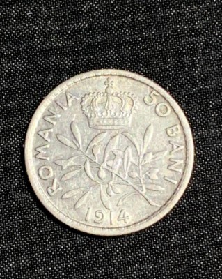 Moneda 50 bani 1914 muchie rotunjita foto