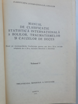 CLASIFICATIA INTERNATIONALA A BOLILOR, VOL 1, 1977, 728 pagini, cartonata foto