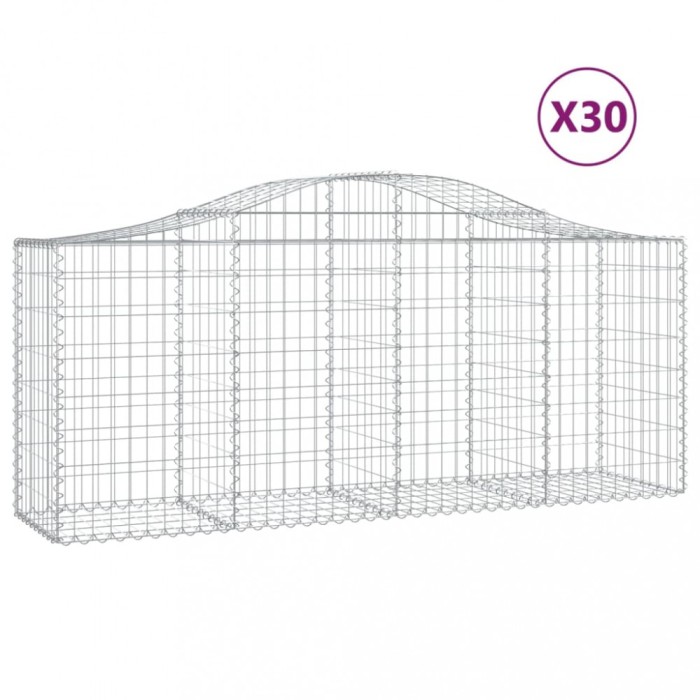 Cosuri gabion arcuite 30 buc, 200x50x80/100 cm, fier galvanizat