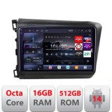 Navigatie Honda Civic 2012-2015 Edotec Kit-132 8 core QLED 2K 16+512 360 Android Waze USB Navigatie Internet Youtube Radio CarStore Technology