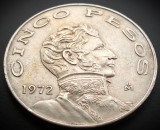 Cumpara ieftin Moneda exotica 5 PESOS - MEXIC, anul 1972 * cod 1035 - aprox 14 grame, America Centrala si de Sud