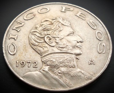 Moneda exotica 5 PESOS - MEXIC, anul 1972 * cod 1035 - aprox 14 grame foto