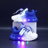 Adidasi in degrade, alb cu albastru, cu luminite - Lilka (Marime Disponibila: