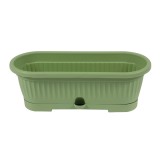 Jardiniera din plastic Verbena, cu suport, interior / exterior, ovala, verde olive, 30 x 12.4 x 12.4 cm