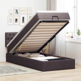 Cumpara ieftin Cadru de pat otoman cu saltea țesătură maro &icirc;nchis 90x190cm