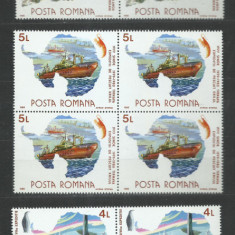 TSV$ - 1986 LP 1163 CERCETATORI ROMANI IN ZONELE POLARE BLOC X 4 MNH/** LUX