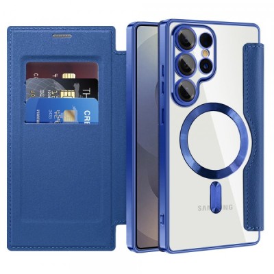 Husa MagSafe pentru Samsung Galaxy S25 Ultra S938, Techsuit, SmartMag Book, Albastra foto