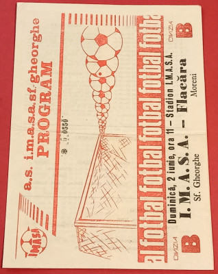 Program meci fotbal IMASA Sfantu-Gheorghe - &amp;quot;FLACARA&amp;quot; MORENI (02.06.1985) foto