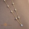 Colier placat cu aur, stantat , perle si pandantiv cu cristal zirconia, 45 + 5 cm