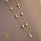 Colier placat cu aur, stantat , perle si pandantiv cu cristal zirconia, 45 + 5 cm