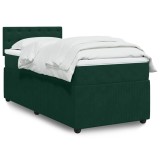 vidaXL Pat box spring cu saltea, verde &icirc;nchis, 100x200 cm, catifea 3289977