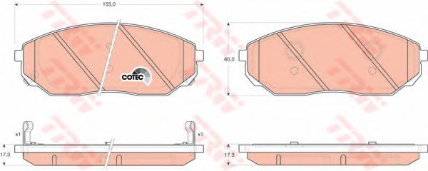 Set placute frana,frana disc KIA SORENTO I (JC) (2002 - 2009) TRW GDB3343