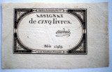 04. FRANTA REPUBLICA ASIGNAT 5 CINQ LIVRES AUDOUIN L&#039;AN 2 1793/1794 SR. 15953