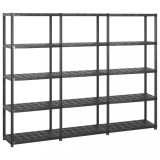 Cumpara ieftin Raft de depozitare cu 5 polițe, negru, 213x38x170 cm, plastic