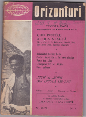 ORIZONTURI ,REVISTA PACII Nr.75-76,NUMAR DUBLU AUG-SEPT 1957 foto