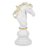 Decor șah, Model Cal, Alb cu Detalii Aurii, 10x25.5cm, Oem