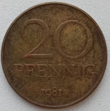 Moneda Republica Democrata Germana - 20 Pfennig 1981 - An rar