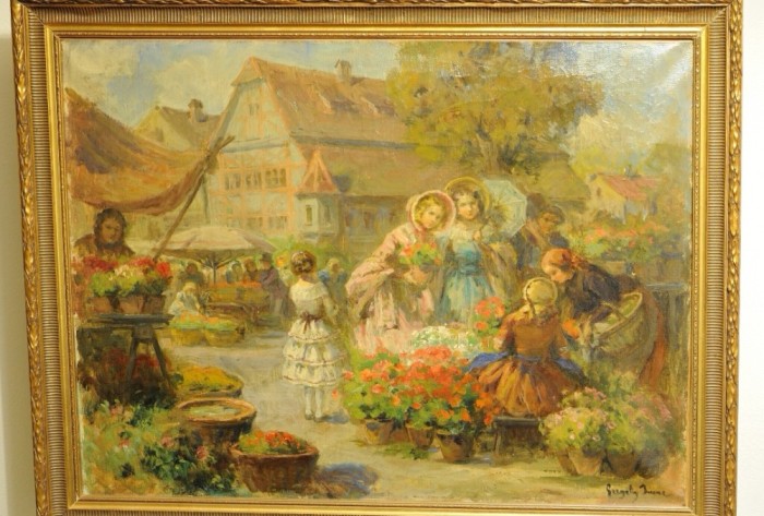 Tablou autentic Imre Gergely - Piata de flori