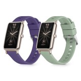 Set 2 curele pentru Huawei Watch Fit Mini, Kwmobile, Mov/Verde, Silicon, 57107.04