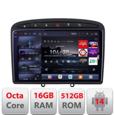 Navigatie Peugeot 308 2007-2014 Edotec Kit-038 8 core QLED 2K 16+512 360 Android Waze USB Navigatie Internet Youtube Radio CarStore Technology foto