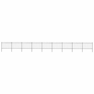 vidaXL Gard de grădină cu v&amp;acirc;rf curbat, negru, 15,3 x 1,2 m, oțel foto
