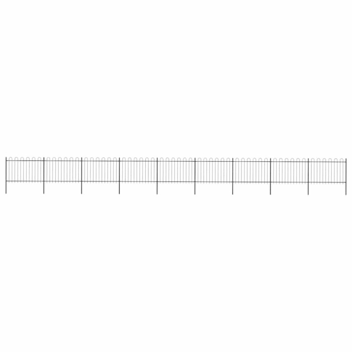vidaXL Gard de grădină cu v&acirc;rf curbat, negru, 15,3 x 1,2 m, oțel