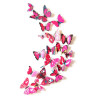 Fluturi 3D magnet, decoratiuni casa, evenimente, set 12 bucati, rosu trandafiriu