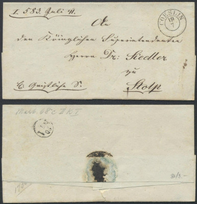 Germany 1841 Postal History Rare Stampless Cover Coeslin Stolp DB.505 foto