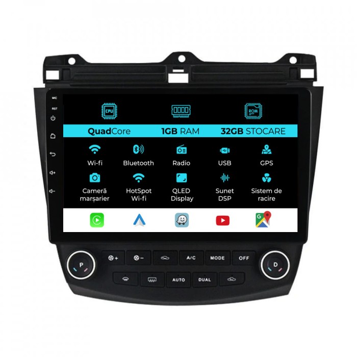 Navigatie Dedicata Honda Accord VII (2003 - 2008), 10Inch, 1Gb Ram, 32Gb Stocare, Carplay
