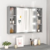 VidaXL Dulap cu oglindă și LED, gri sonoma, 76x15x55 cm 820446