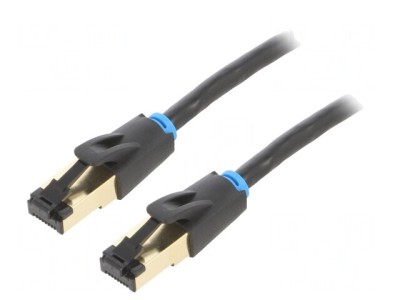 Patch cord S/FTP Cat 8 OFC PVC negru 2m aurit foto