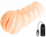 Masturbator Realist cu Glont Vibrator, Multispeed, TPR, Natural, 15.5 cm