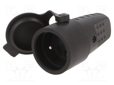 Conector alimentare AC mamă soclu 2P PE 250VAC 16A negru PAWBOL foto